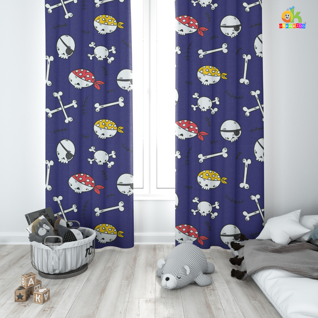 Orka Kids Door Curtain Pack of 2, (D33)